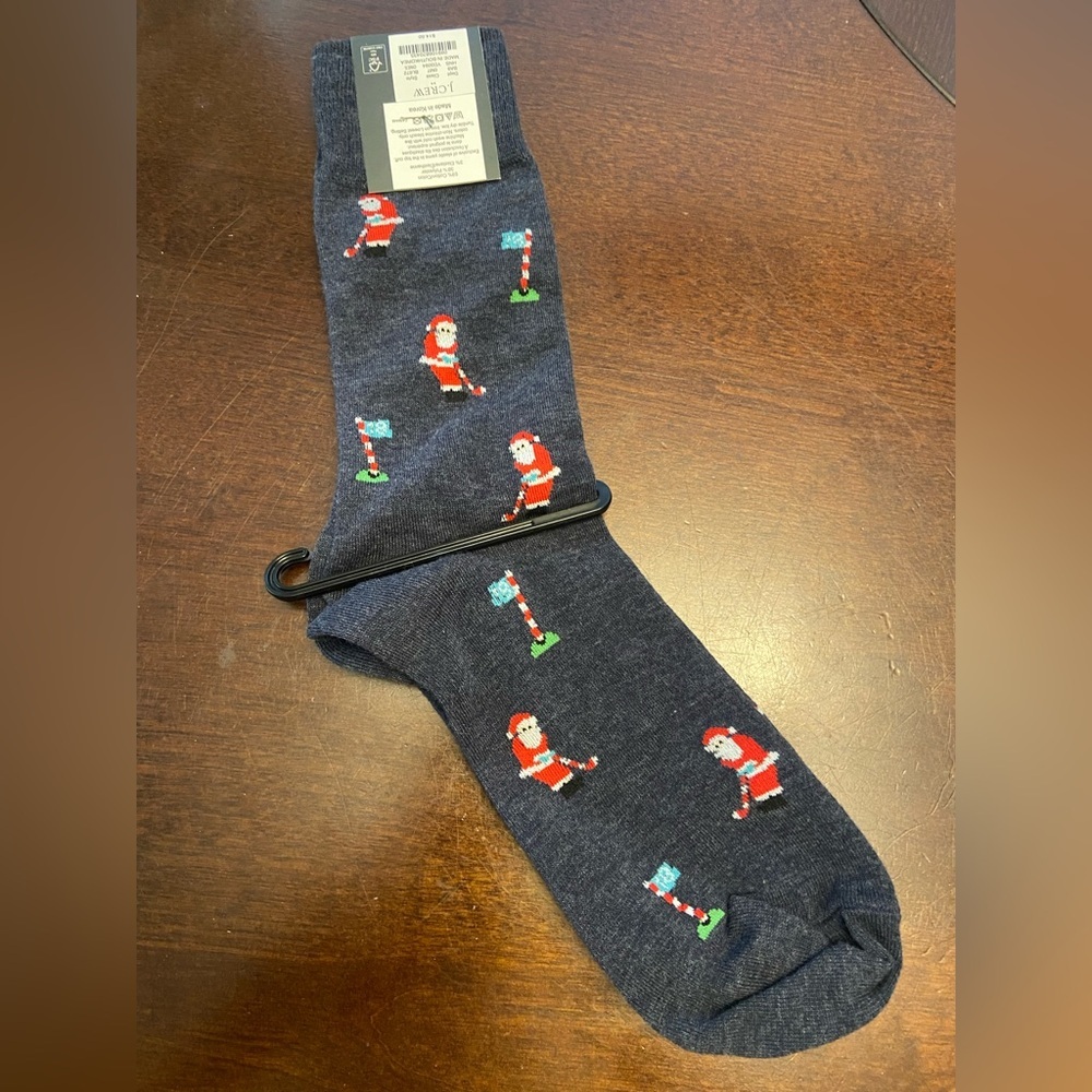 NWT J. Crew Factory Men's Golfing Santa socks One Size Crew
